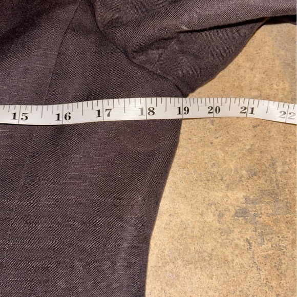 Calvin Klein Blazer - deep chocolate brown linen blend button front - Picture 8 of 11